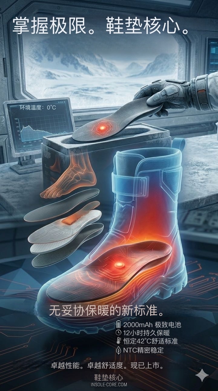 Vertical poster for the insole core heating system